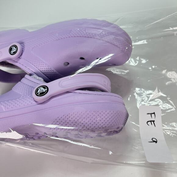 Crocs Classic Lined Clog Purple Slip On Faux Fur Shoes 203591 Women's Size 8 - Picture 11 of 11